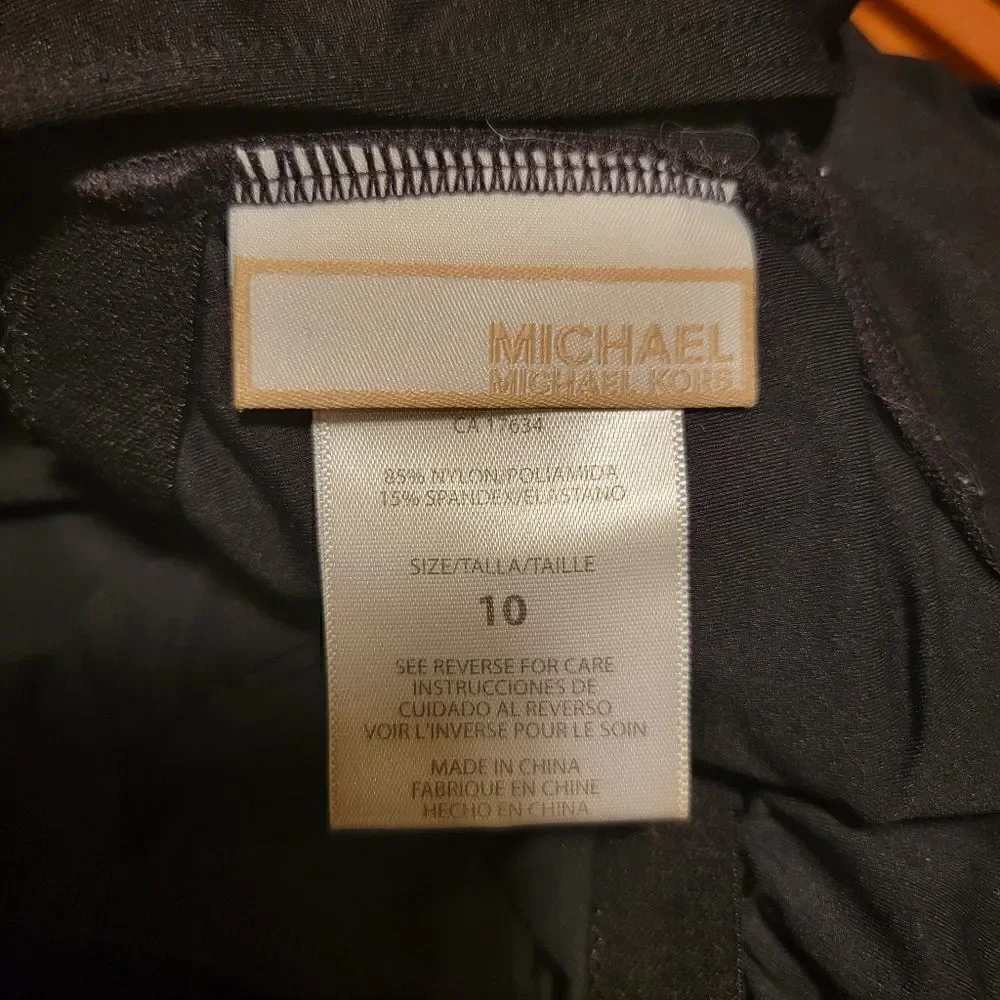 Michael Kors Shirred Maillot Black One Piece Bathing Suit Size 10
